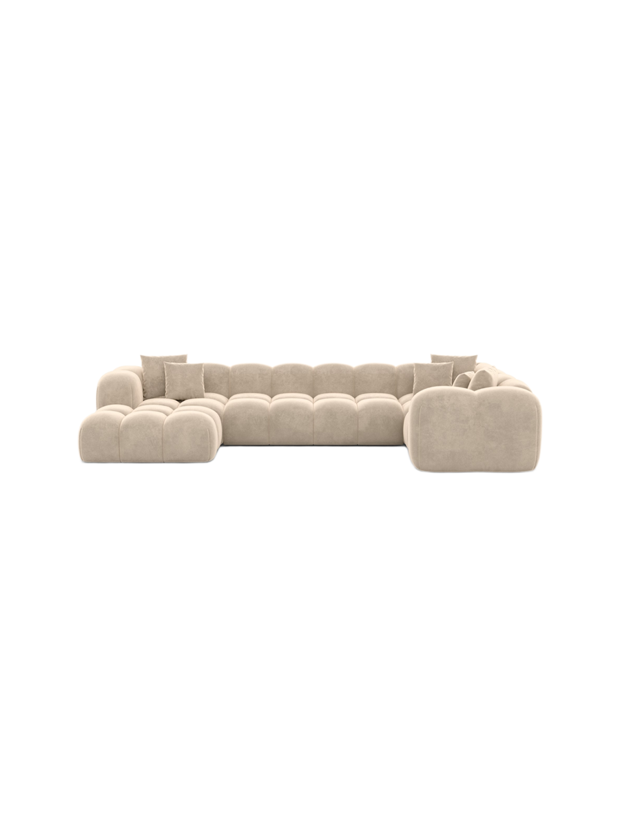 
6-Sitzer Design Panorama-Sofa „Alba Lounge XL“ mit Samtbezug - Samtbezug Königsblau / lange Seite rechts