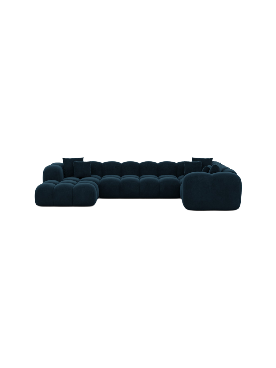
6-Sitzer Design Panorama-Sofa „Alba Lounge XL“ mit Samtbezug - Samtbezug Königsblau / lange Seite rechts