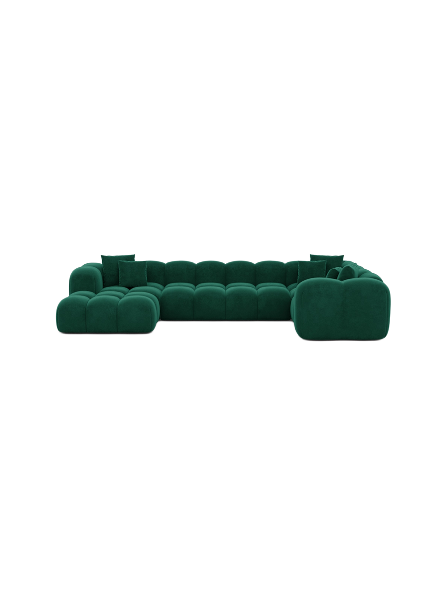 
6-Sitzer Design Panorama-Sofa „Alba Lounge XL“ mit Samtbezug - Samtbezug Königsblau / lange Seite rechts
