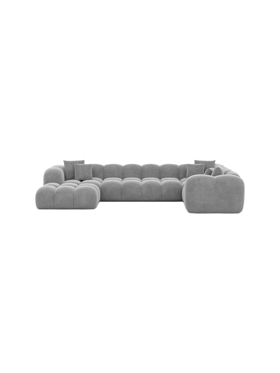 
6-Sitzer Design Panorama-Sofa „Alba Lounge XL“ mit Samtbezug - Samtbezug Königsblau / lange Seite rechts