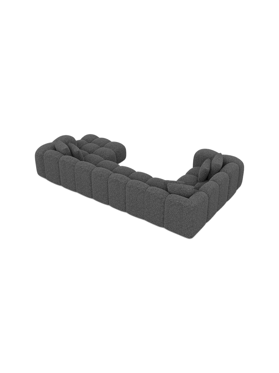 
7-Sitzer Design Panorama-Sofa „Alba XL“ mit Bouclé-Bezug - Bouclé Graphit / Lange Seite links