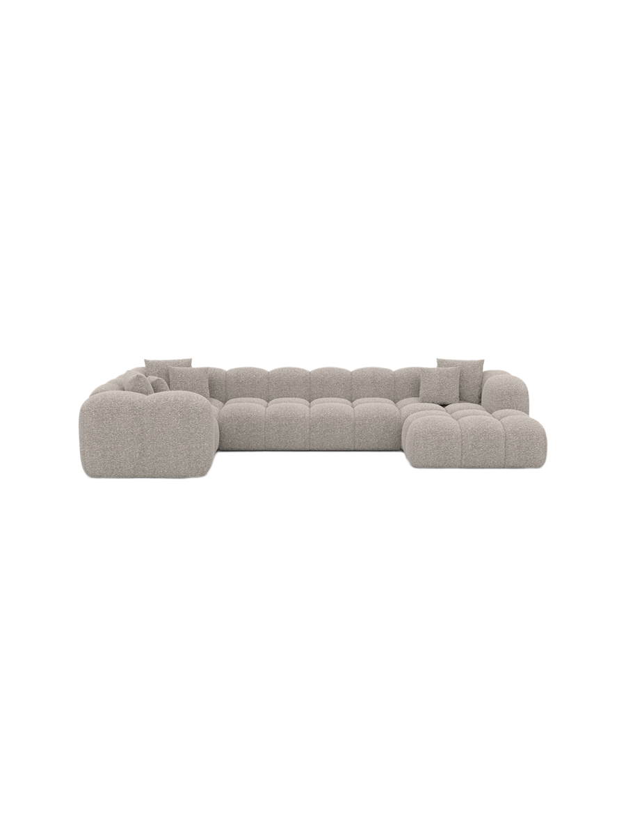 
7-Sitzer Design Panorama-Sofa „Alba XL“ mit Bouclé-Bezug - Bouclé Graphit / Lange Seite links