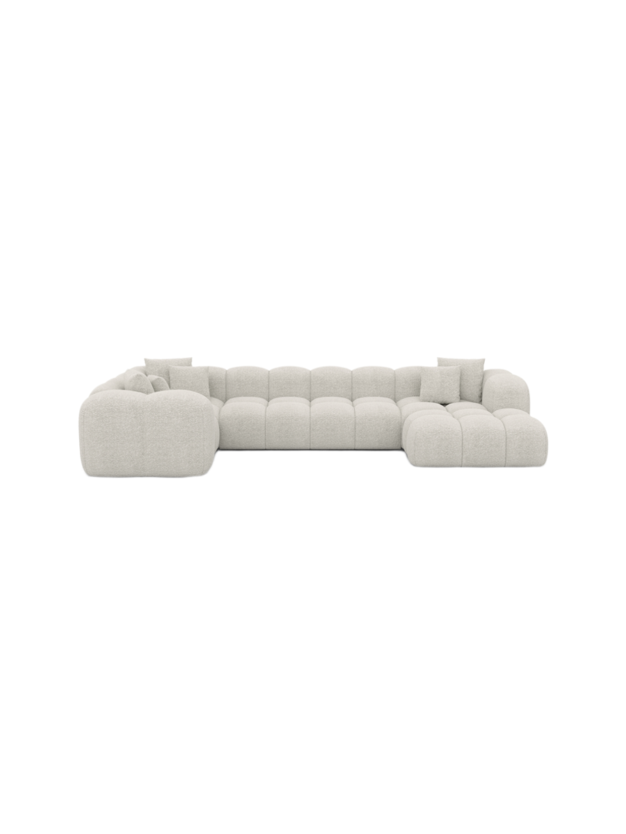
7-Sitzer Design Panorama-Sofa „Alba XL“ mit Bouclé-Bezug - Bouclé Graphit / Lange Seite links