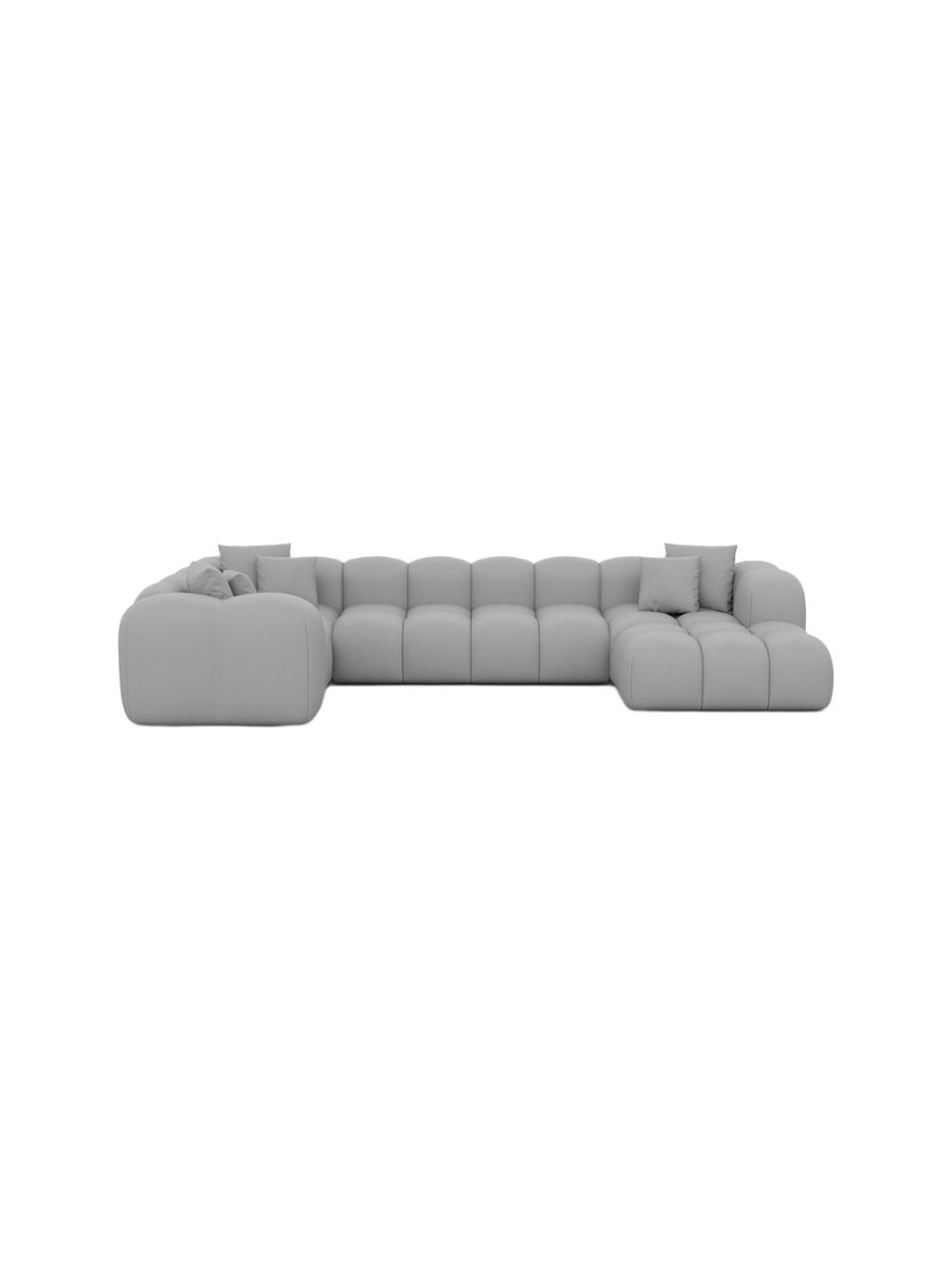 
6-Sitzer Design Echtleder Panorama-Sofa „Alba XL“ - Echtleder Beige / lange Seite rechts