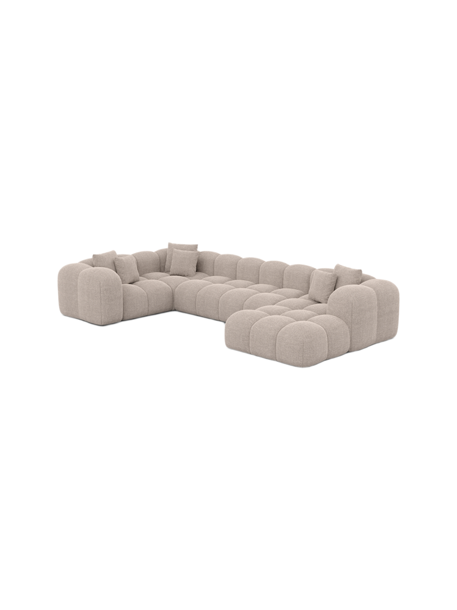 
6-Sitzer Design Panorama-Sofa „Alba XL“ mit Strukturstoff-Bezug - Strukturstoff Beige / Lange Seite links