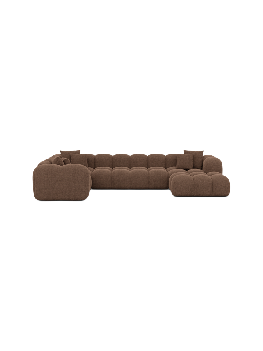 
6-Sitzer Design Panorama-Sofa „Alba XL“ mit Strukturstoff-Bezug - Strukturstoff Beige / Lange Seite links