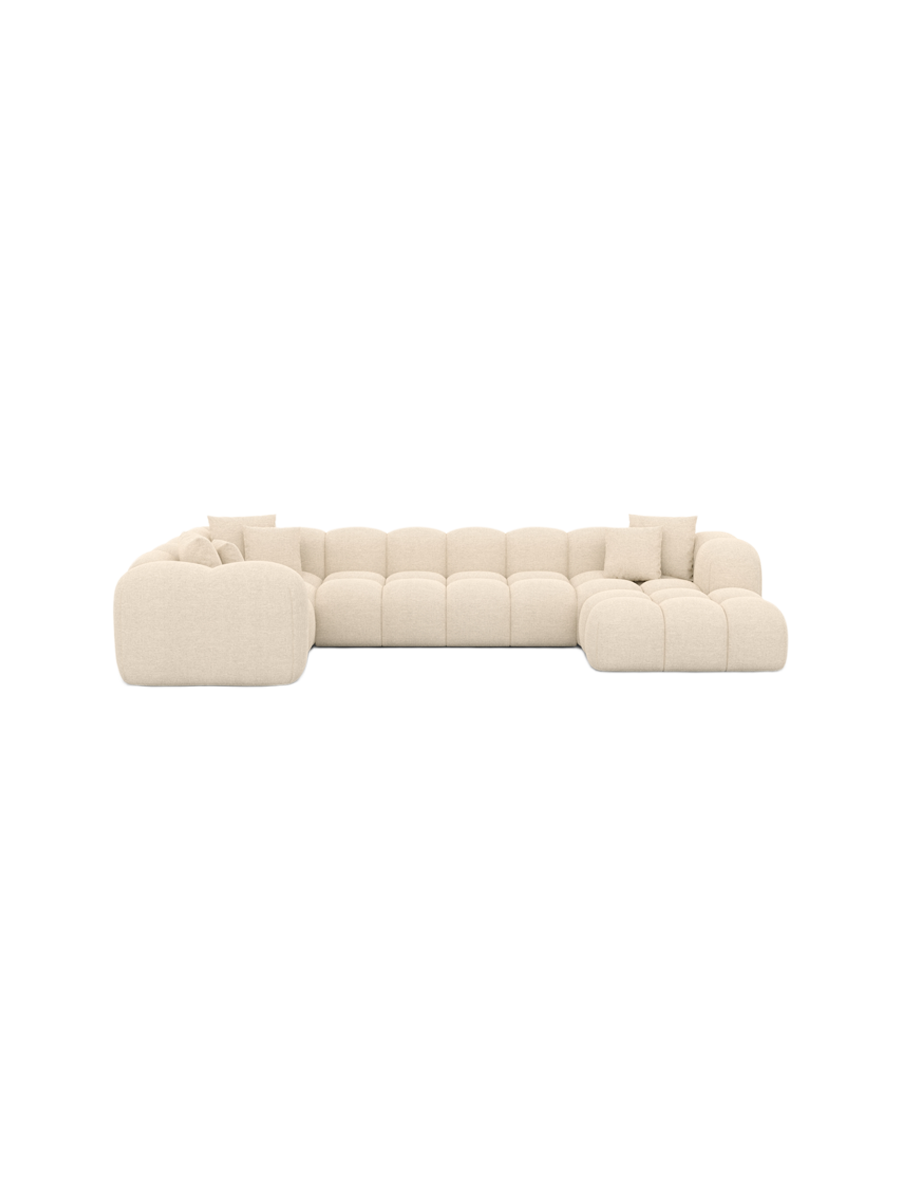 
6-Sitzer Design Panorama-Sofa „Alba XL“ mit Strukturstoff-Bezug - Strukturstoff Beige / Lange Seite links
