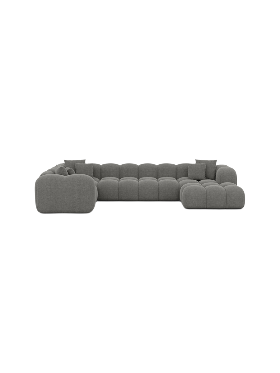 
6-Sitzer Design Panorama-Sofa „Alba XL“ mit Strukturstoff-Bezug - Strukturstoff Beige / Lange Seite links