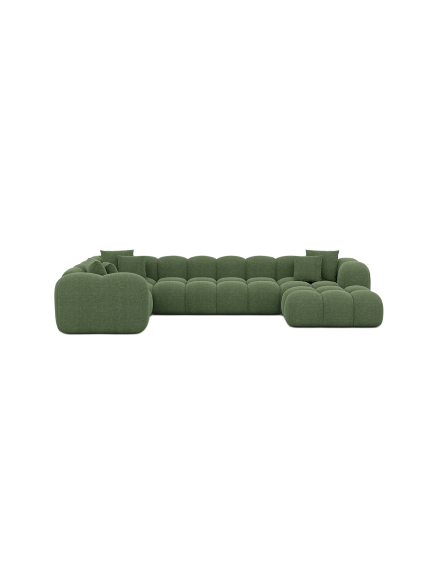 
6-Sitzer Design Panorama-Sofa „Alba XL“ mit Strukturstoff-Bezug - Strukturstoff Beige / Lange Seite links