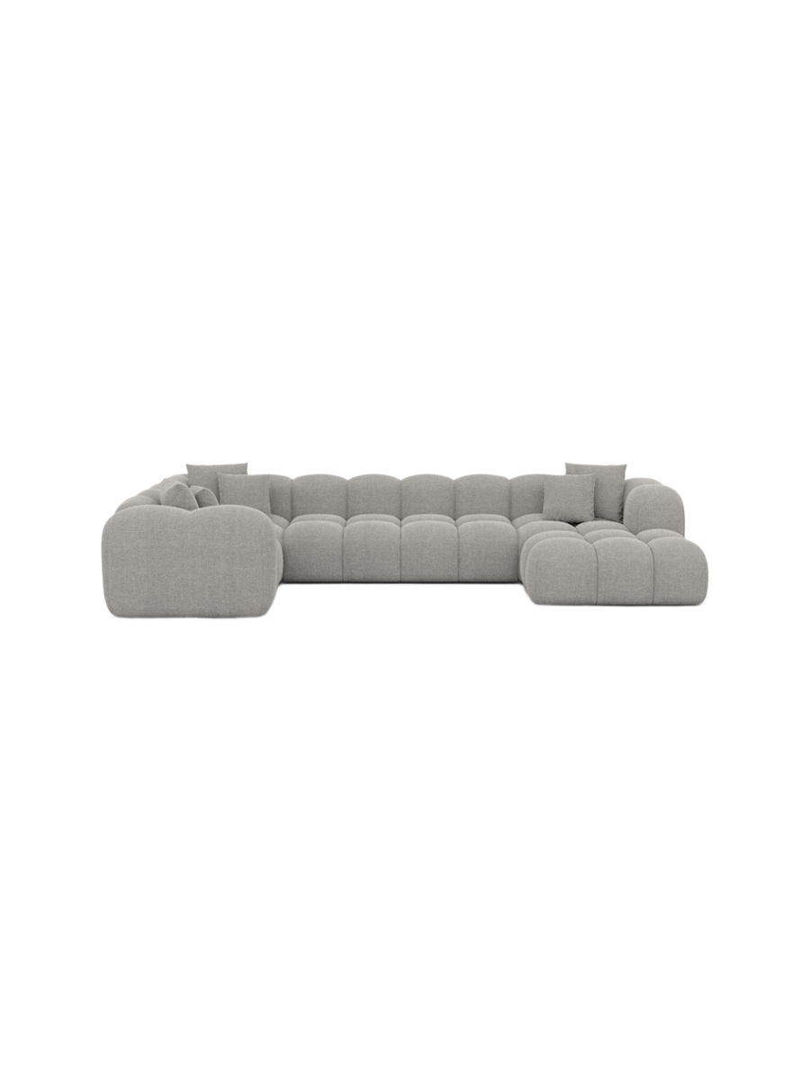 
6-Sitzer Design Panorama-Sofa „Alba XL“ mit Strukturstoff-Bezug - Strukturstoff Beige / Lange Seite links