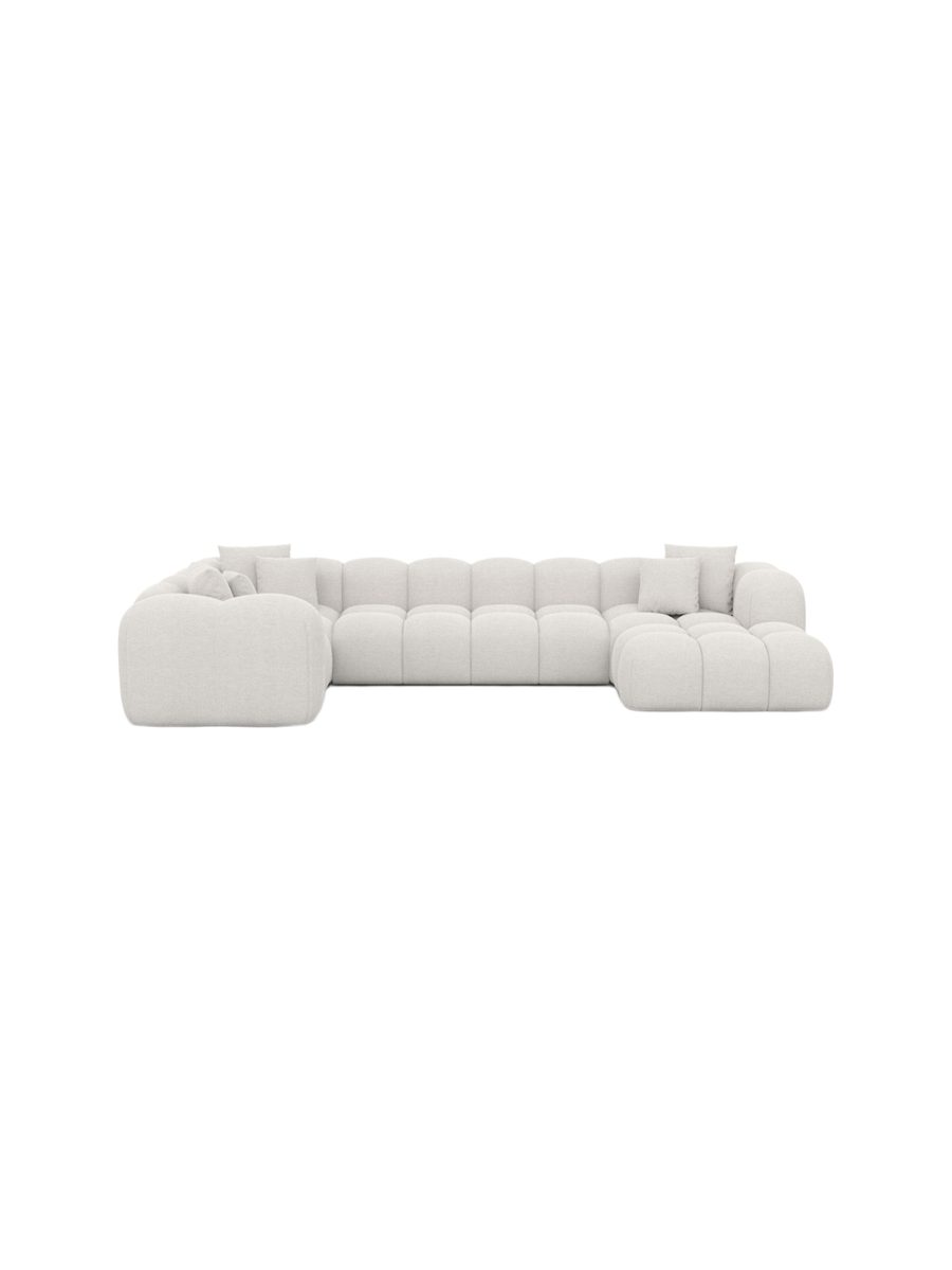 
6-Sitzer Design Panorama-Sofa „Alba XL“ mit Strukturstoff-Bezug - Strukturstoff Beige / Lange Seite links