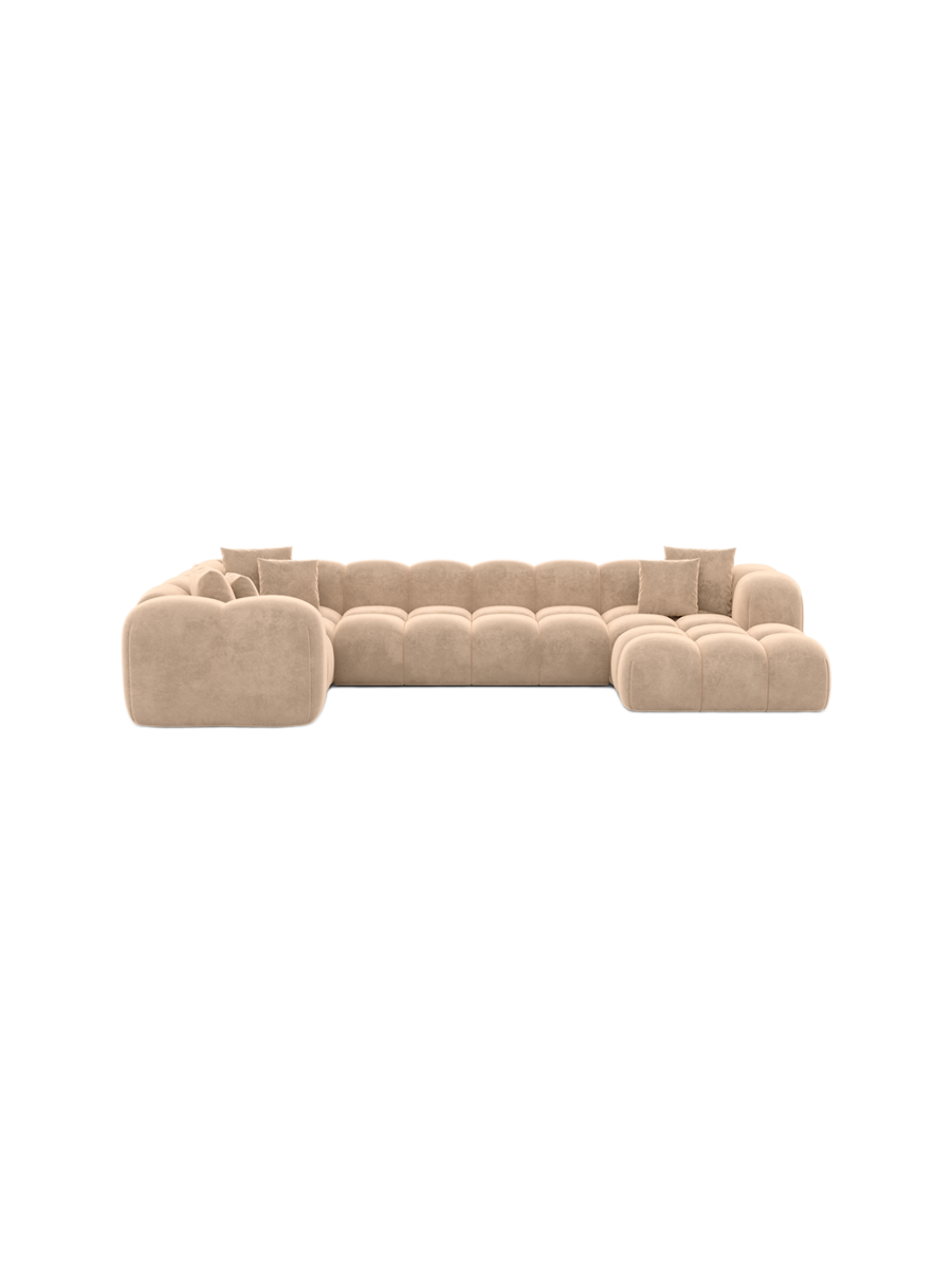 
6-Sitzer Design Panorama-Sofa „Alba Lounge XL“ mit Samtbezug - Samtbezug Königsblau / lange Seite rechts