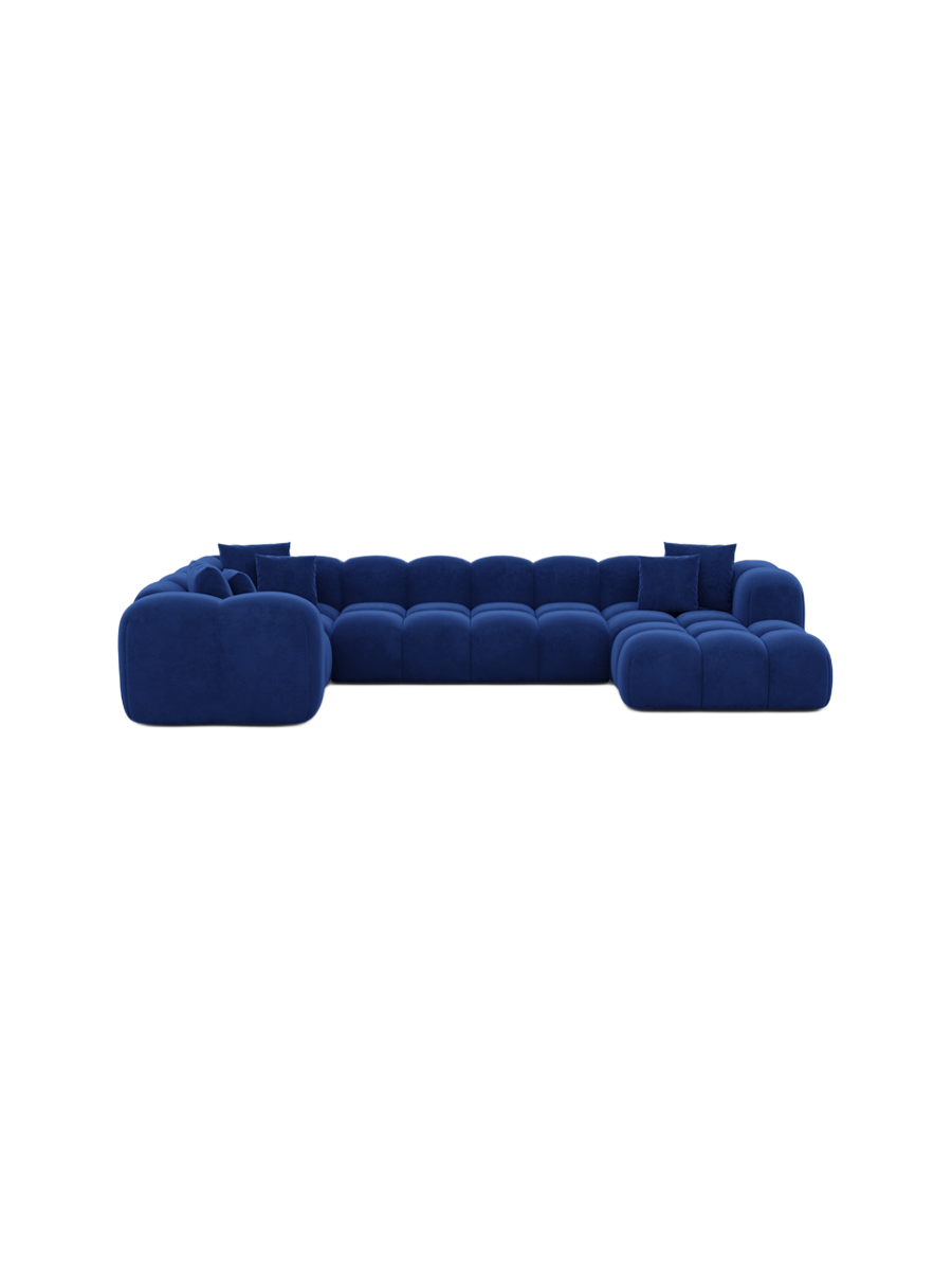 
6-Sitzer Design Panorama-Sofa „Alba Lounge XL“ mit Samtbezug - Samtbezug Königsblau / lange Seite rechts