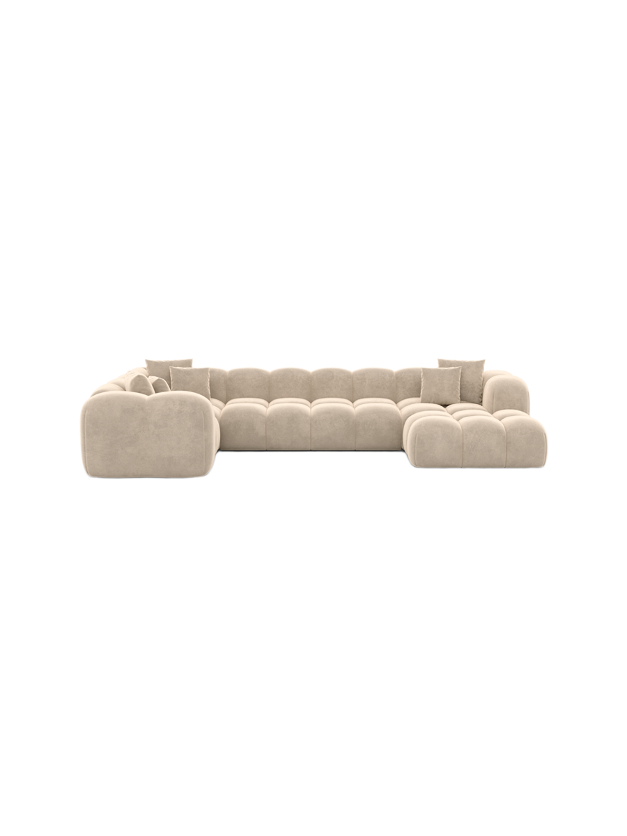 
6-Sitzer Design Panorama-Sofa „Alba Lounge XL“ mit Samtbezug - Samtbezug Königsblau / lange Seite rechts