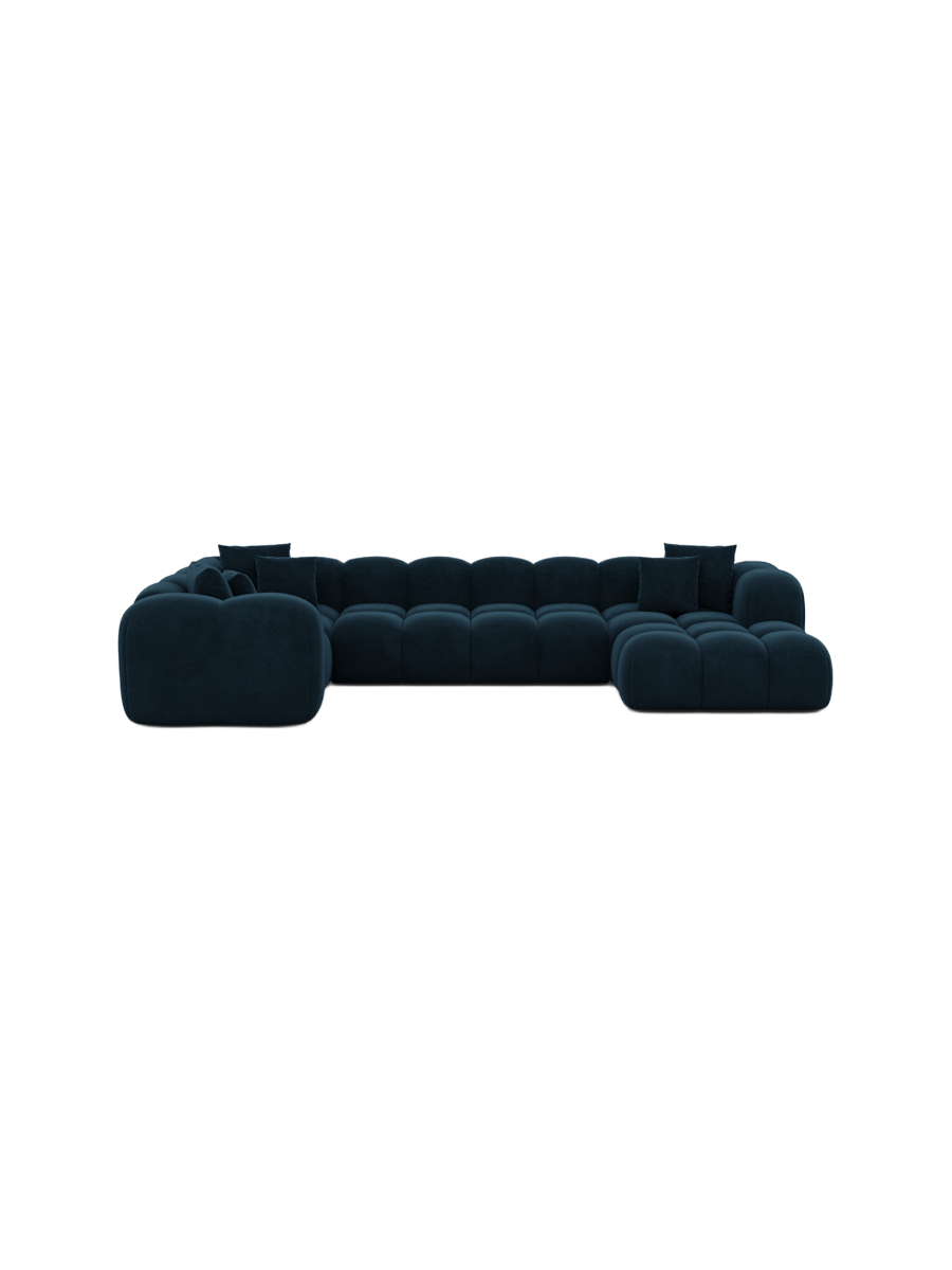
6-Sitzer Design Panorama-Sofa „Alba Lounge XL“ mit Samtbezug - Samtbezug Königsblau / lange Seite rechts