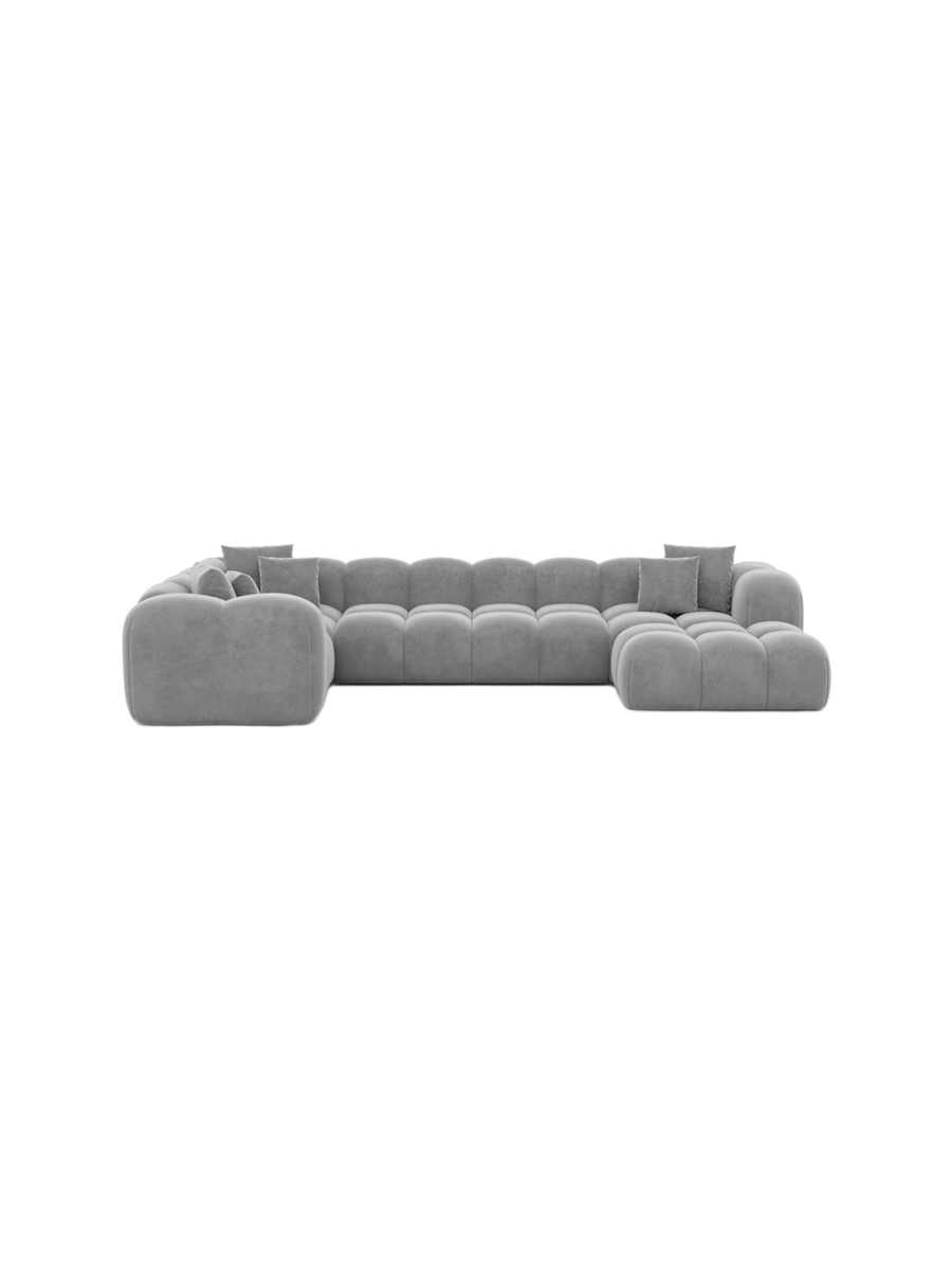 
6-Sitzer Design Panorama-Sofa „Alba Lounge XL“ mit Samtbezug - Samtbezug Königsblau / lange Seite rechts