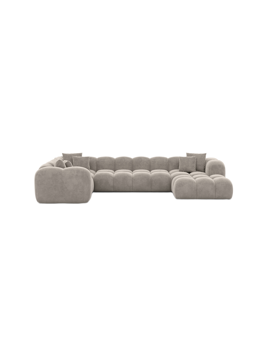 
6-Sitzer Design Panorama-Sofa „Alba Lounge XL“ mit Samtbezug - Samtbezug Königsblau / lange Seite rechts