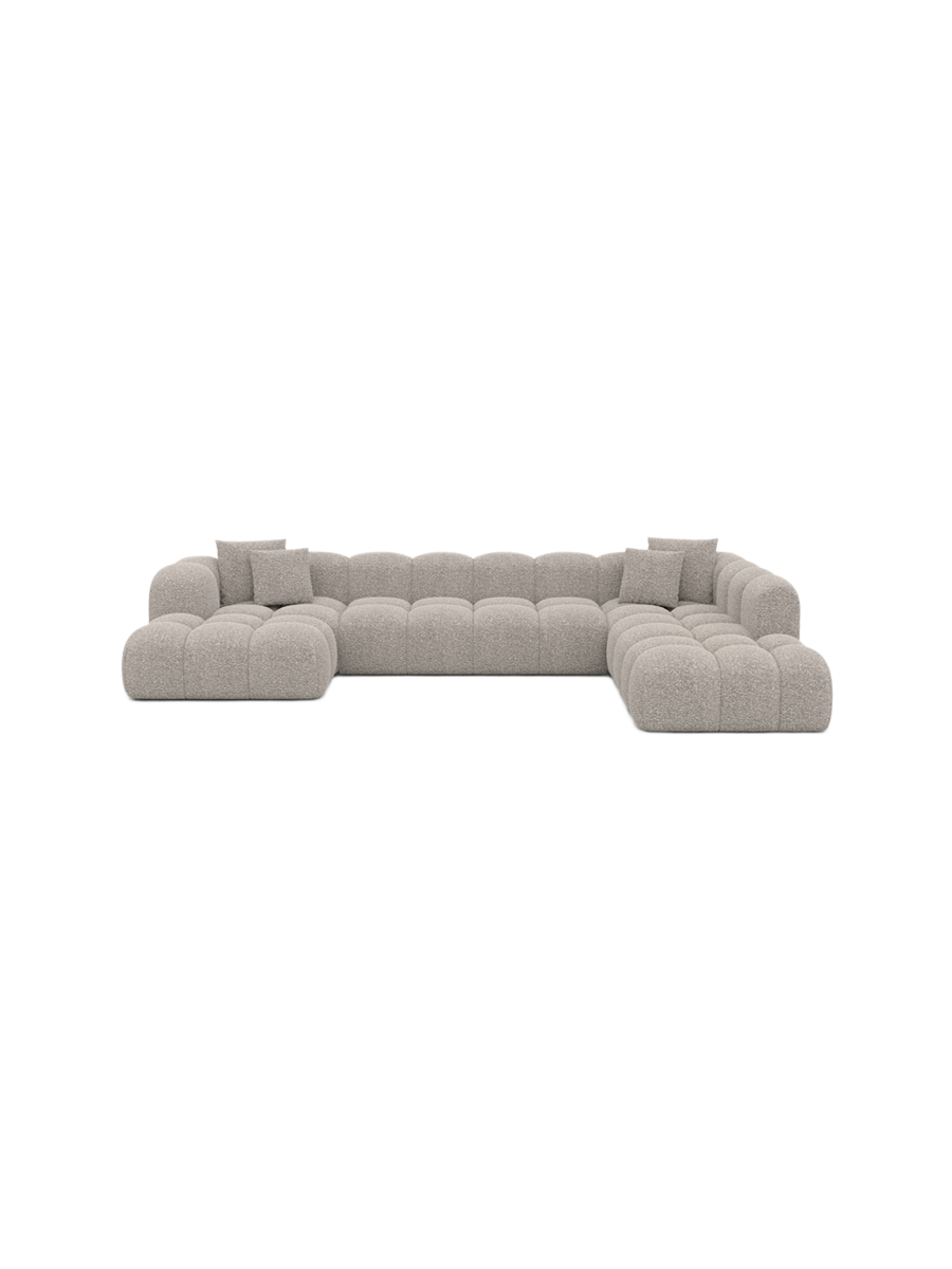 
7-Sitzer Design Panorama-Sofa „Alba Lounge XXL“ mit Bouclé-Bezug - Bouclé Graphit / Lange Seite links