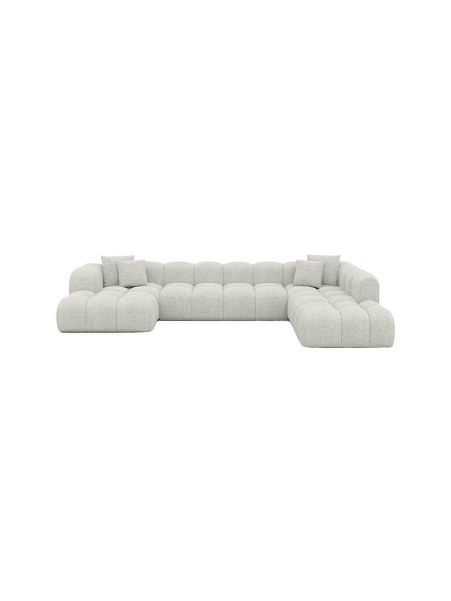 
7-Sitzer Design Panorama-Sofa „Alba Lounge XXL“ mit Bouclé-Bezug - Bouclé Graphit / Lange Seite links