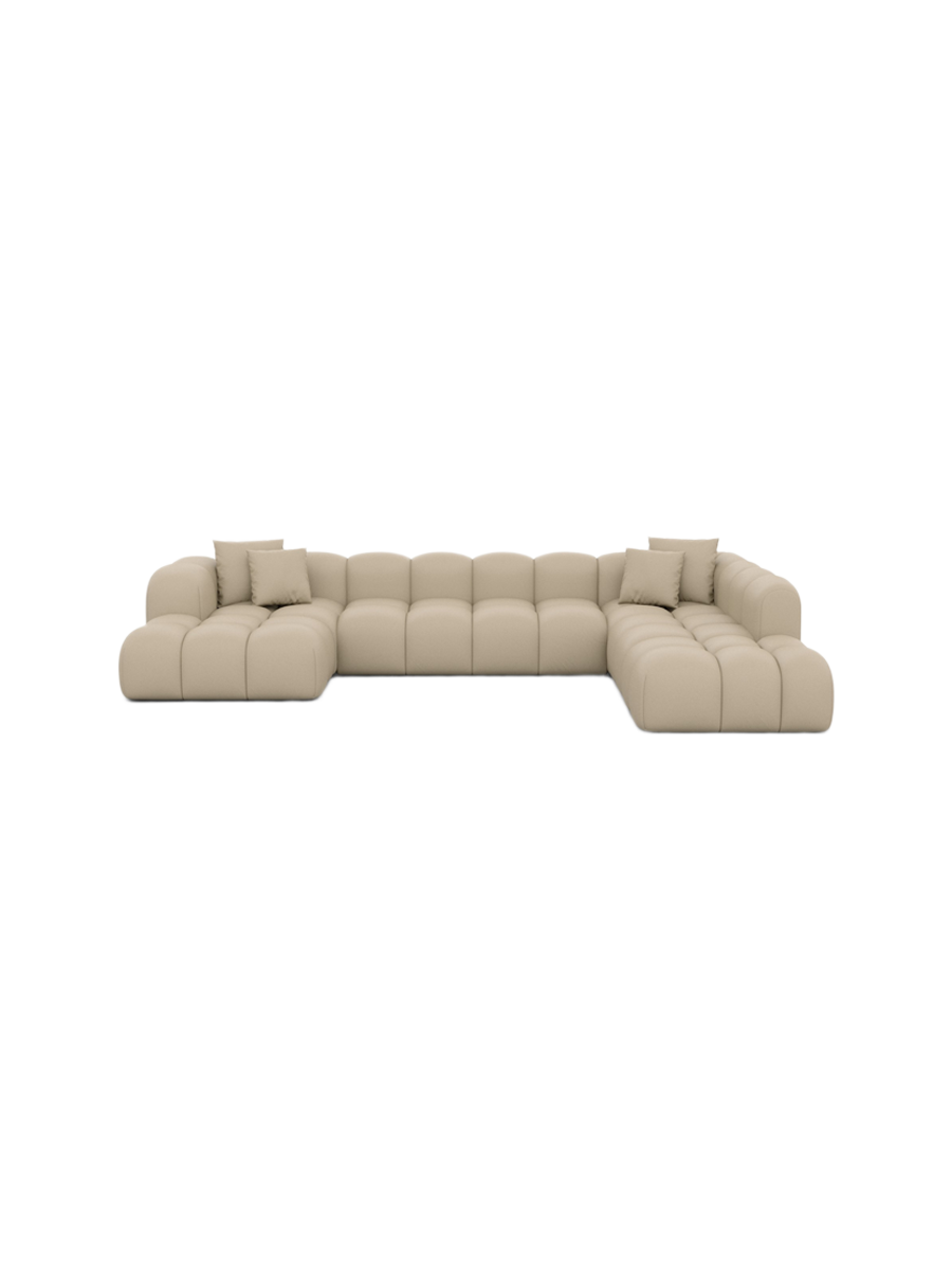 
7-Sitzer Design Echtleder Panorama-Sofa „Alba Lounge XXL“ - Echtleder Beige / Lange Seite links