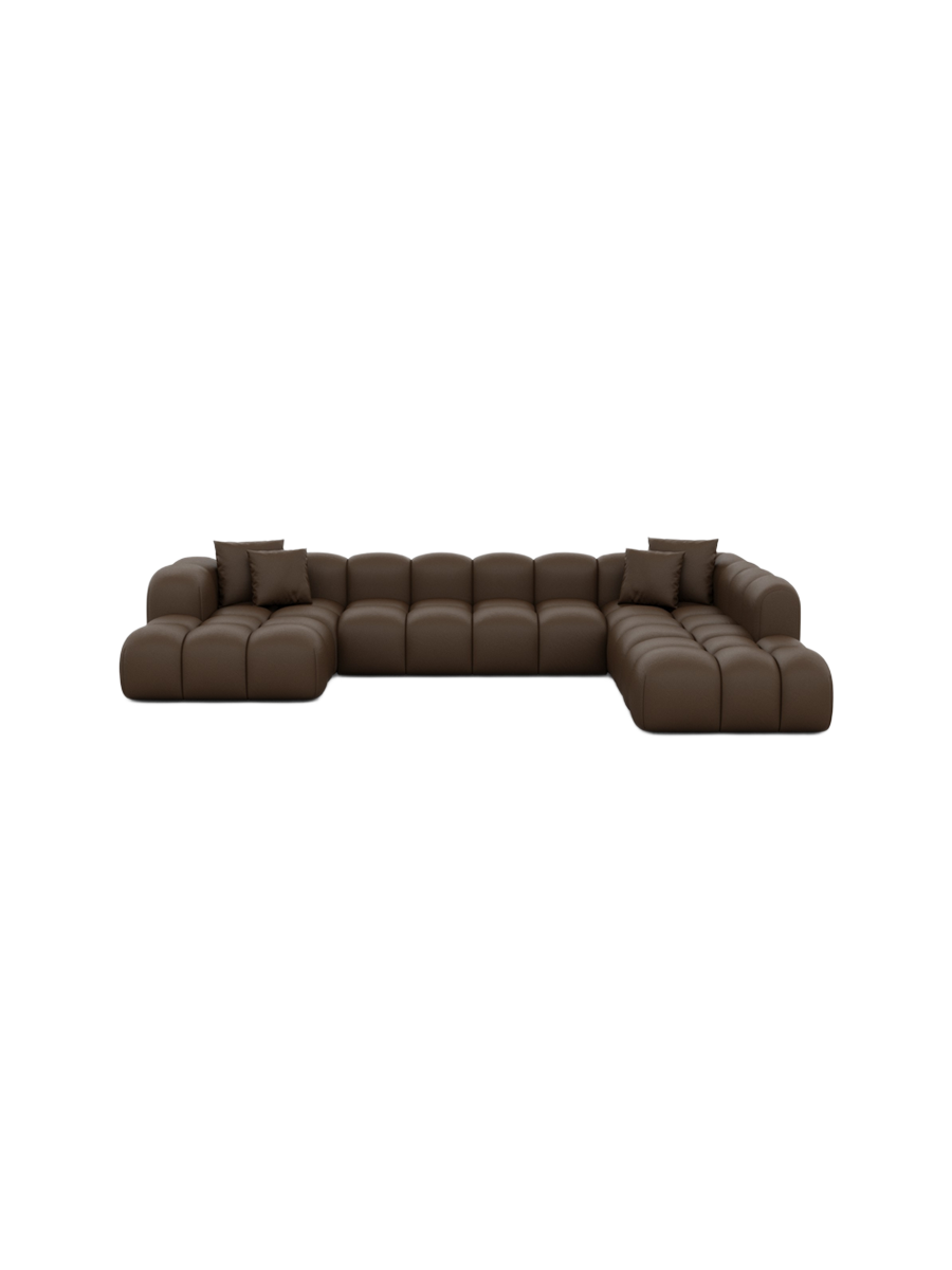 
7-Sitzer Design Echtleder Panorama-Sofa „Alba Lounge XXL“ - Echtleder Beige / Lange Seite links