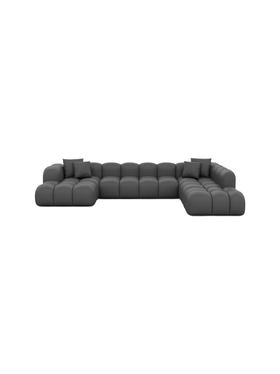 
7-Sitzer Design Echtleder Panorama-Sofa „Alba Lounge XXL“ - Echtleder Beige / Lange Seite links