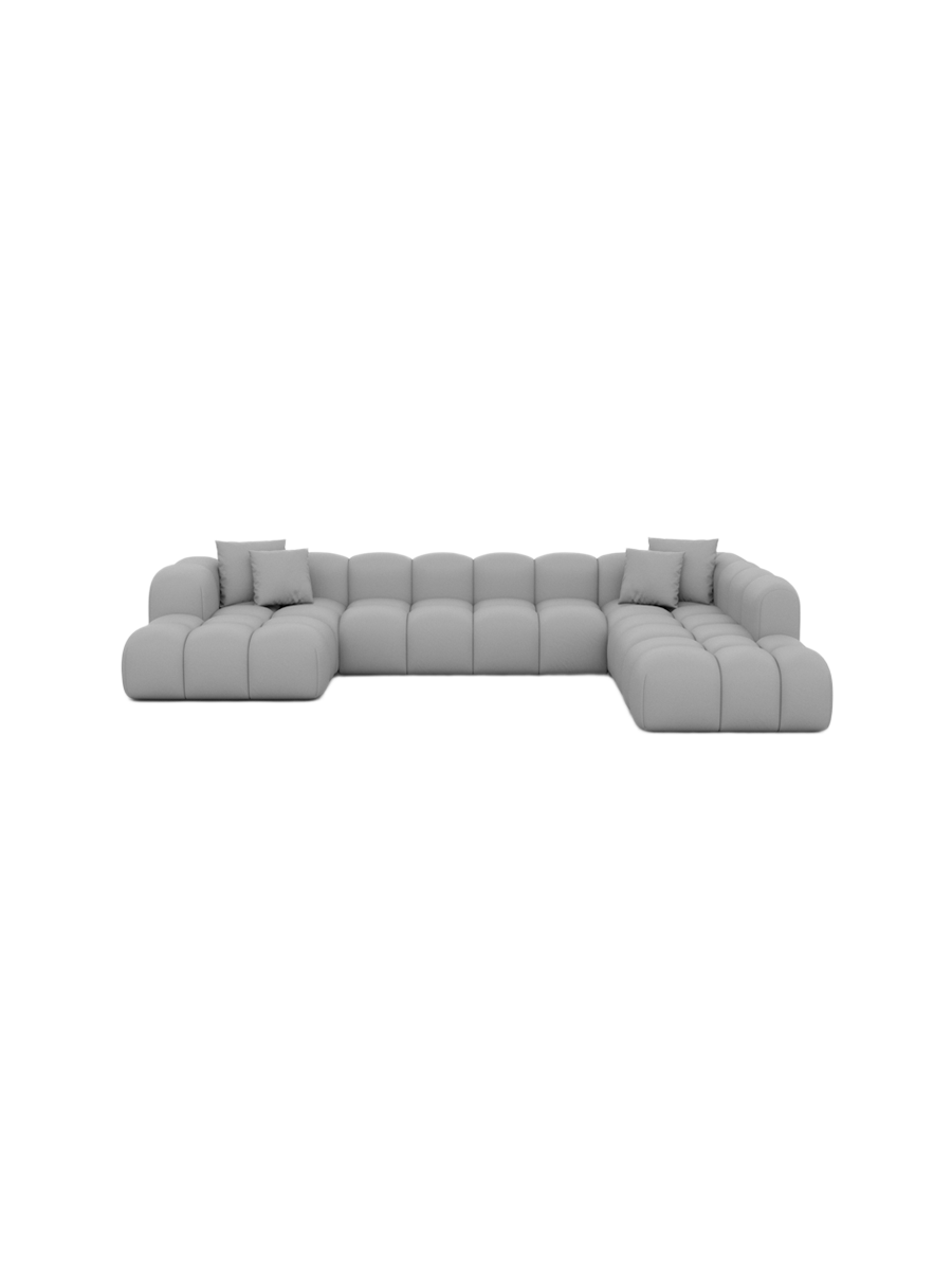 
7-Sitzer Design Echtleder Panorama-Sofa „Alba Lounge XXL“ - Echtleder Beige / Lange Seite links