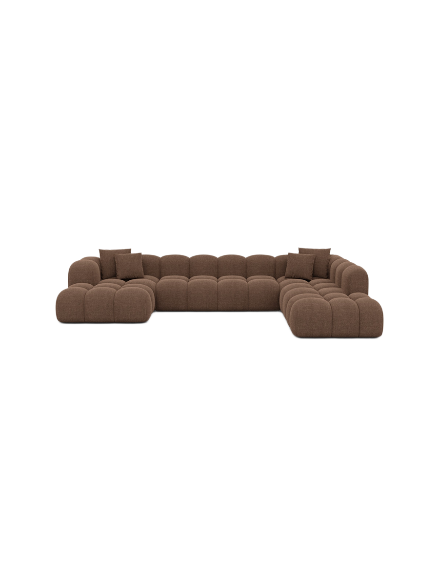 
7-Sitzer Design Panorama-Sofa „Alba Lounge XXL“ mit Strukturstoff-Bezug - Strukturstoff Beige / Lange Seite links
