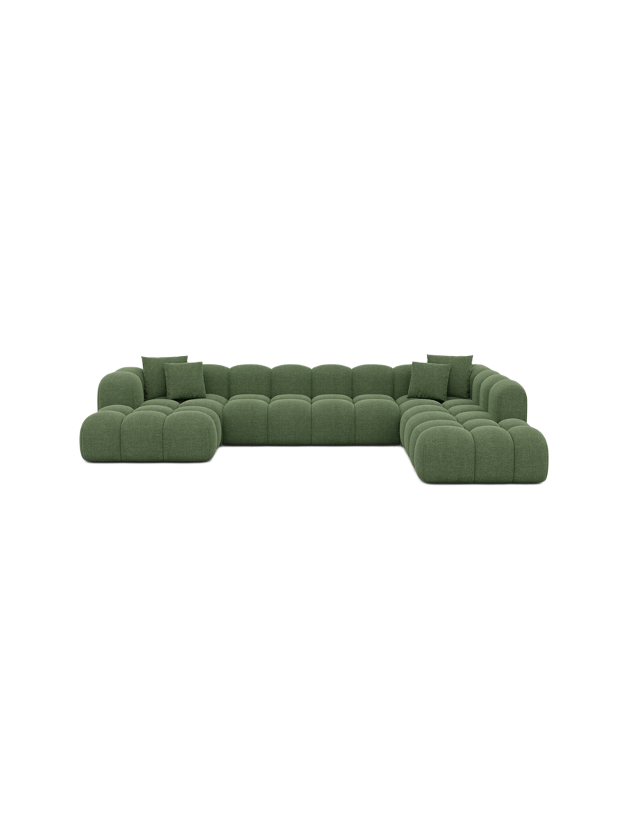 
7-Sitzer Design Panorama-Sofa „Alba Lounge XXL“ mit Strukturstoff-Bezug - Strukturstoff Beige / Lange Seite links