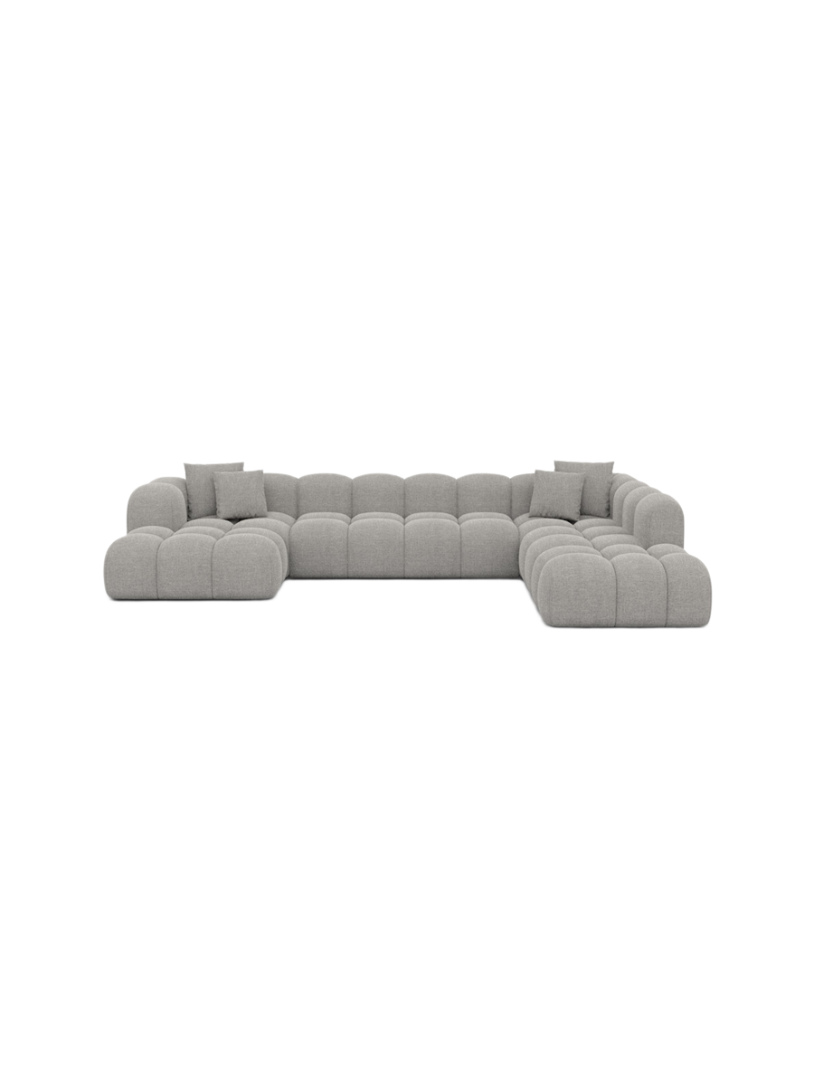 
7-Sitzer Design Panorama-Sofa „Alba Lounge XXL“ mit Strukturstoff-Bezug - Strukturstoff Beige / Lange Seite links