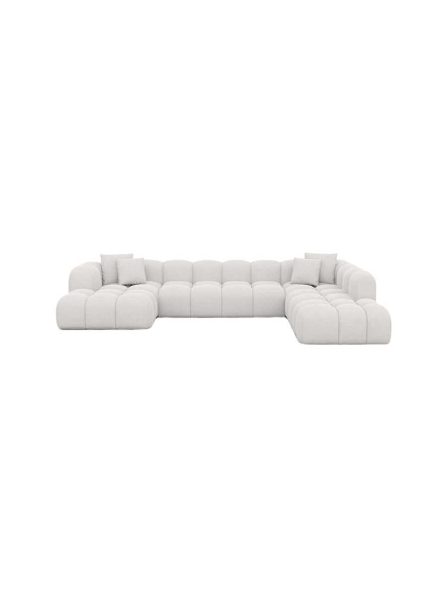 
7-Sitzer Design Panorama-Sofa „Alba Lounge XXL“ mit Strukturstoff-Bezug - Strukturstoff Beige / Lange Seite links