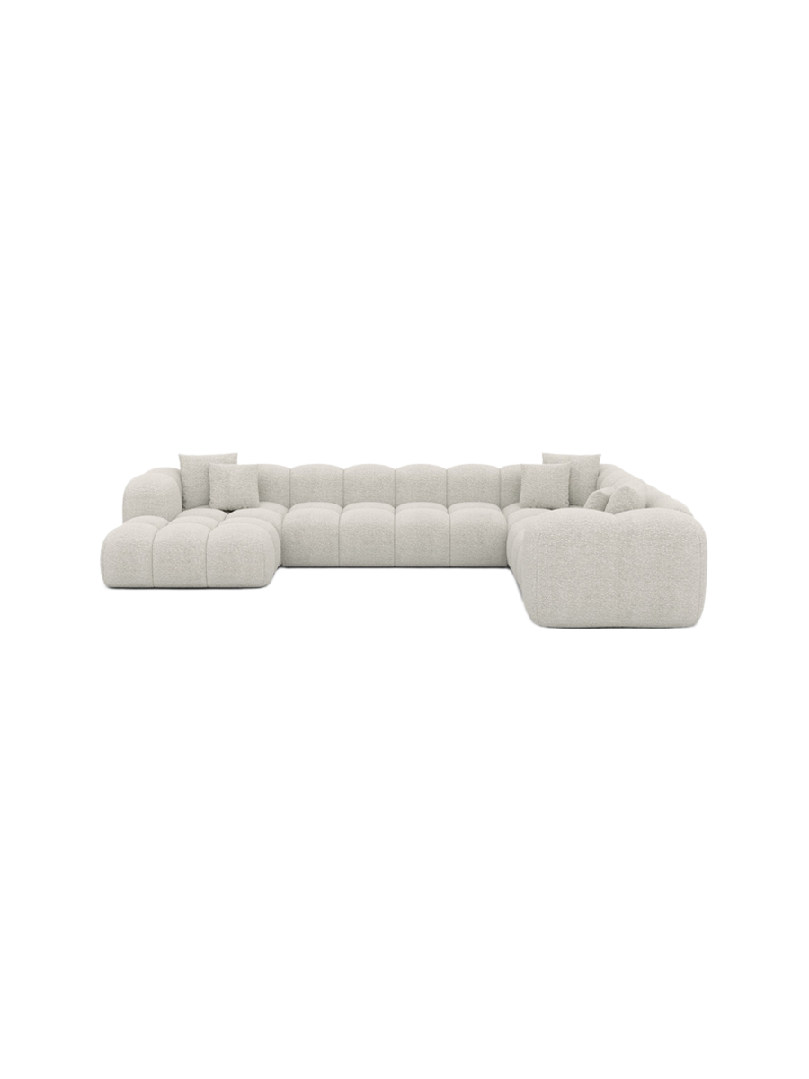 
7-Sitzer Design Panorama-Sofa „Alba XXL“ mit Bouclé-Bezug - Bouclé Graphit / Lange Seite links