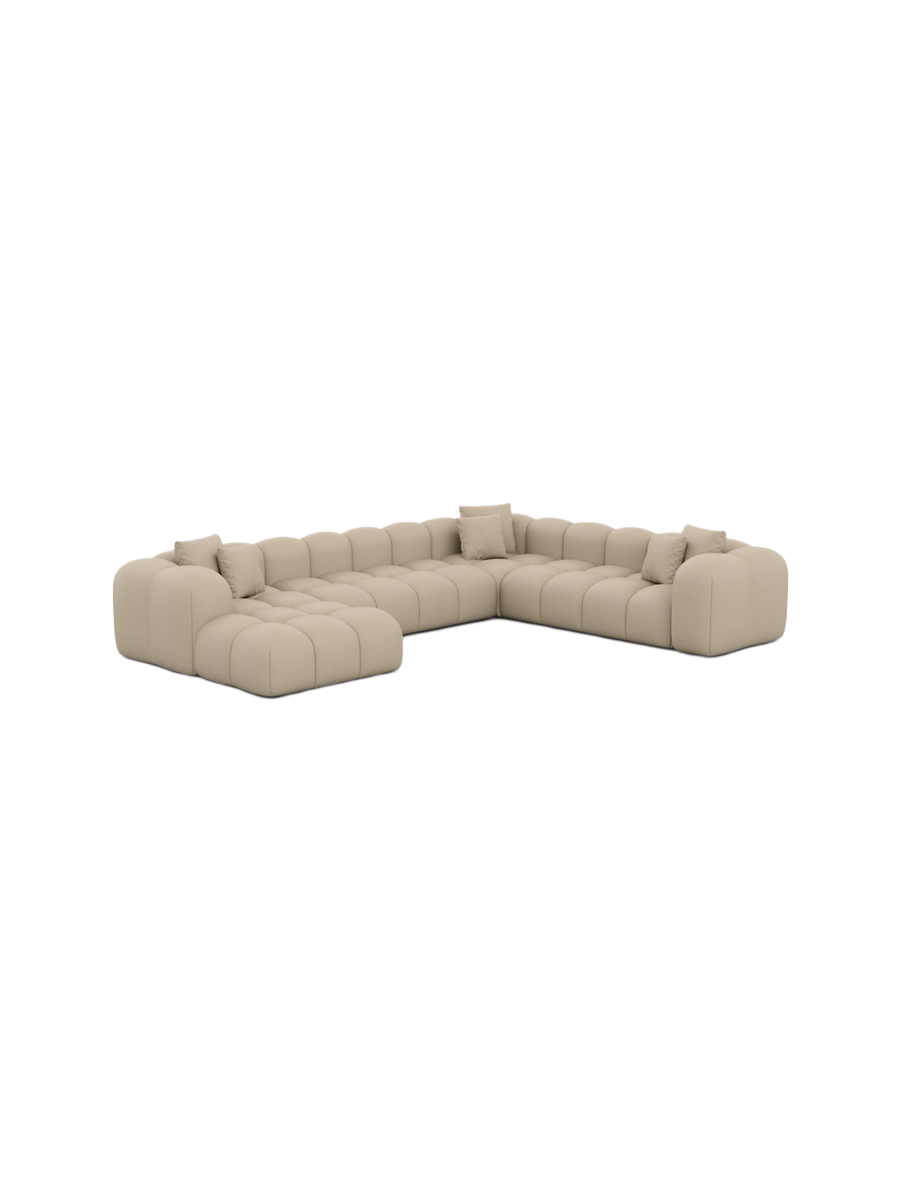 
7-Sitzer Design Echtleder Panorama-Sofa „Alba XXL“ - Echtleder Beige / Lange Seite rechts