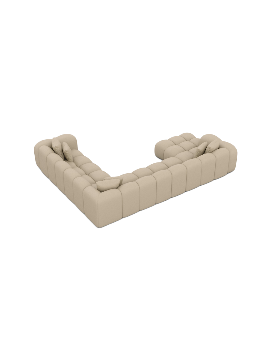 
7-Sitzer Design Echtleder Panorama-Sofa „Alba XXL“ - Echtleder Beige / Lange Seite rechts
