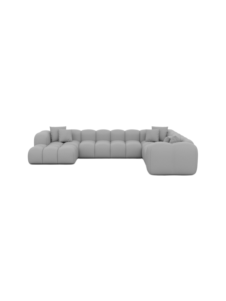 
7-Sitzer Design Echtleder Panorama-Sofa „Alba XXL“ - Echtleder Beige / Lange Seite rechts