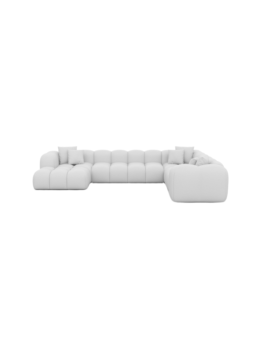 
7-Sitzer Design Echtleder Panorama-Sofa „Alba XXL“ - Echtleder Beige / Lange Seite rechts