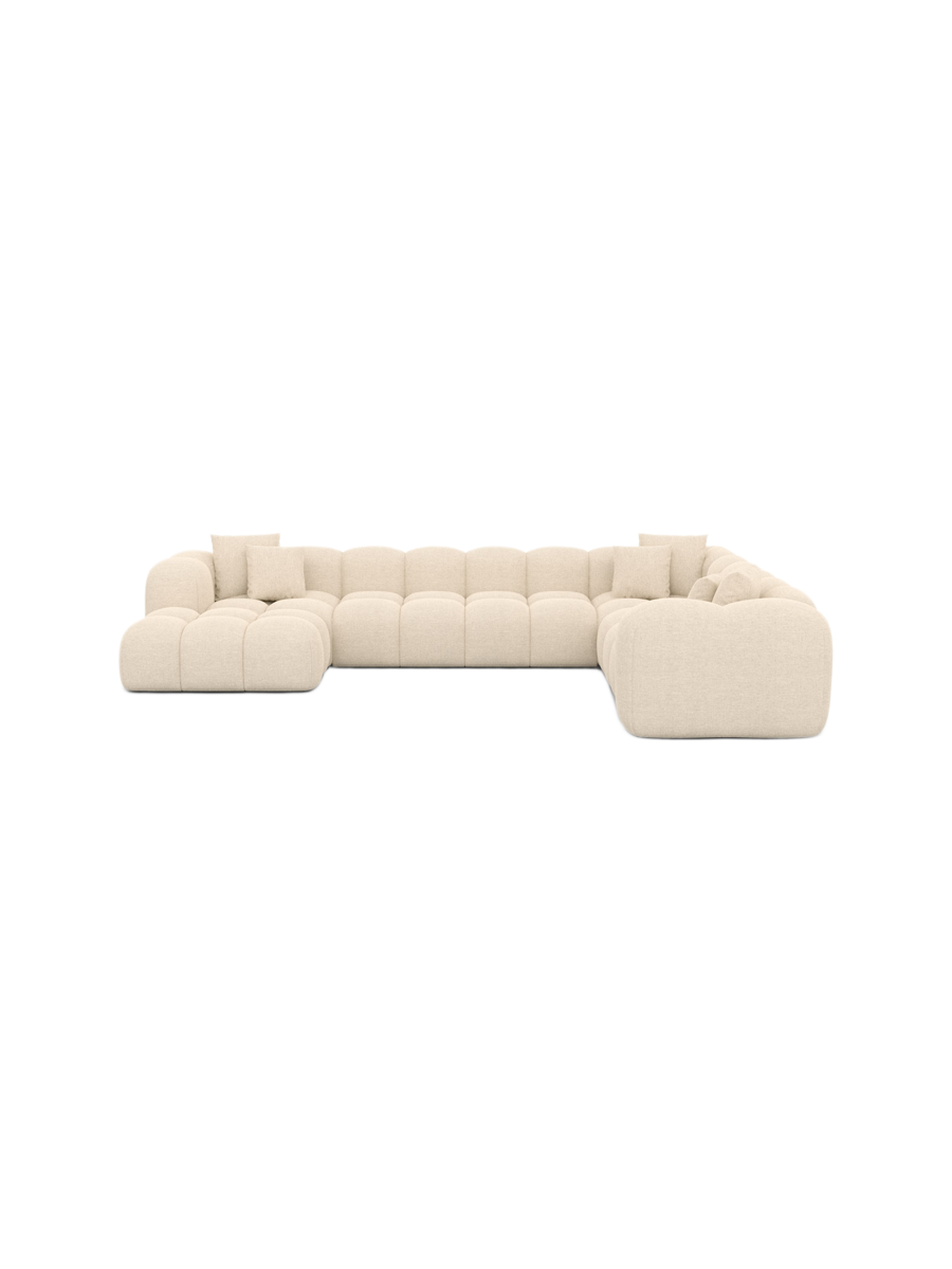 
7-Sitzer Design Panorama-Sofa „Alba XXL“ mit Strukturstoff-Bezug - Strukturstoff Beige / Lange Seite links