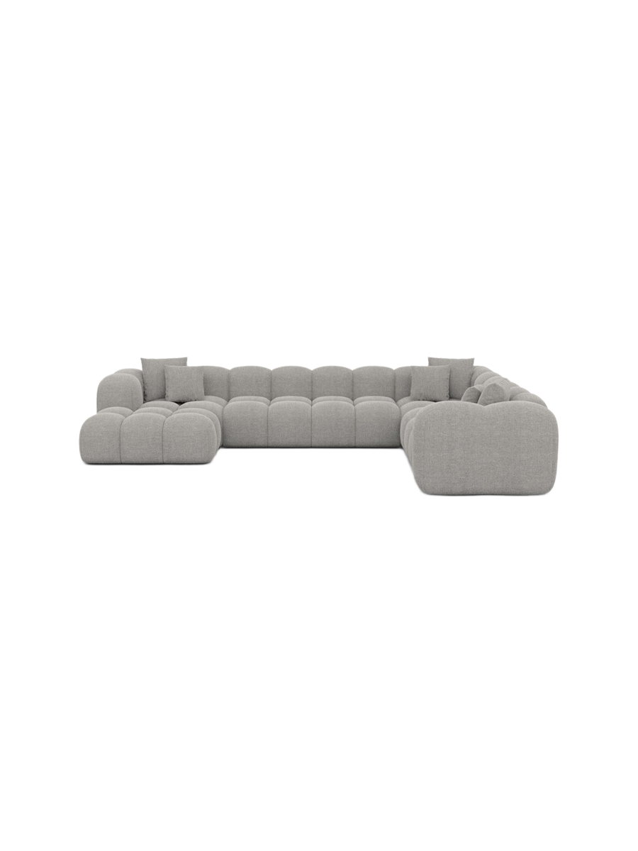 
7-Sitzer Design Panorama-Sofa „Alba XXL“ mit Strukturstoff-Bezug - Strukturstoff Beige / Lange Seite links