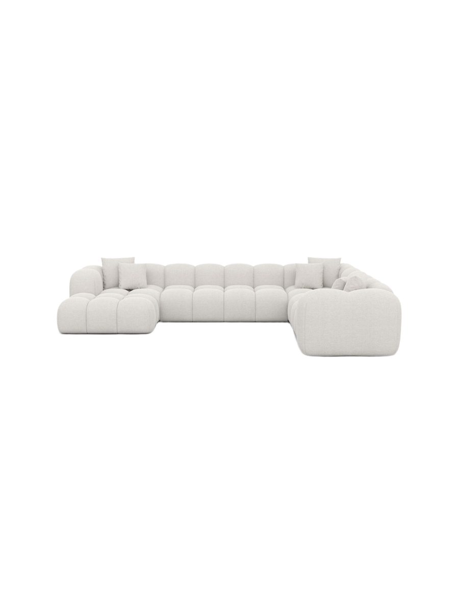 
7-Sitzer Design Panorama-Sofa „Alba XXL“ mit Strukturstoff-Bezug - Strukturstoff Beige / Lange Seite links