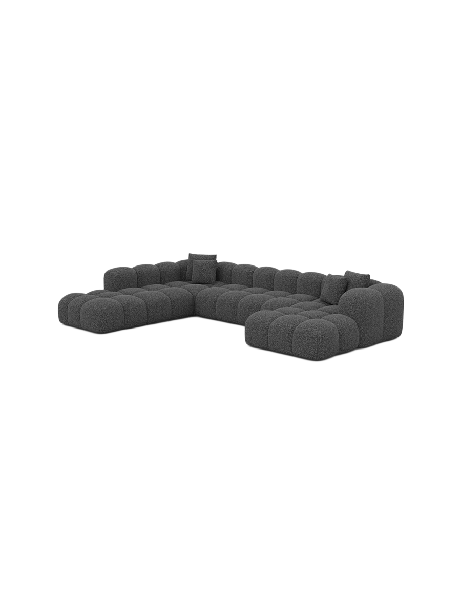 
7-Sitzer Design Panorama-Sofa „Alba Lounge XXL“ mit Bouclé-Bezug - Bouclé Graphit / Lange Seite links