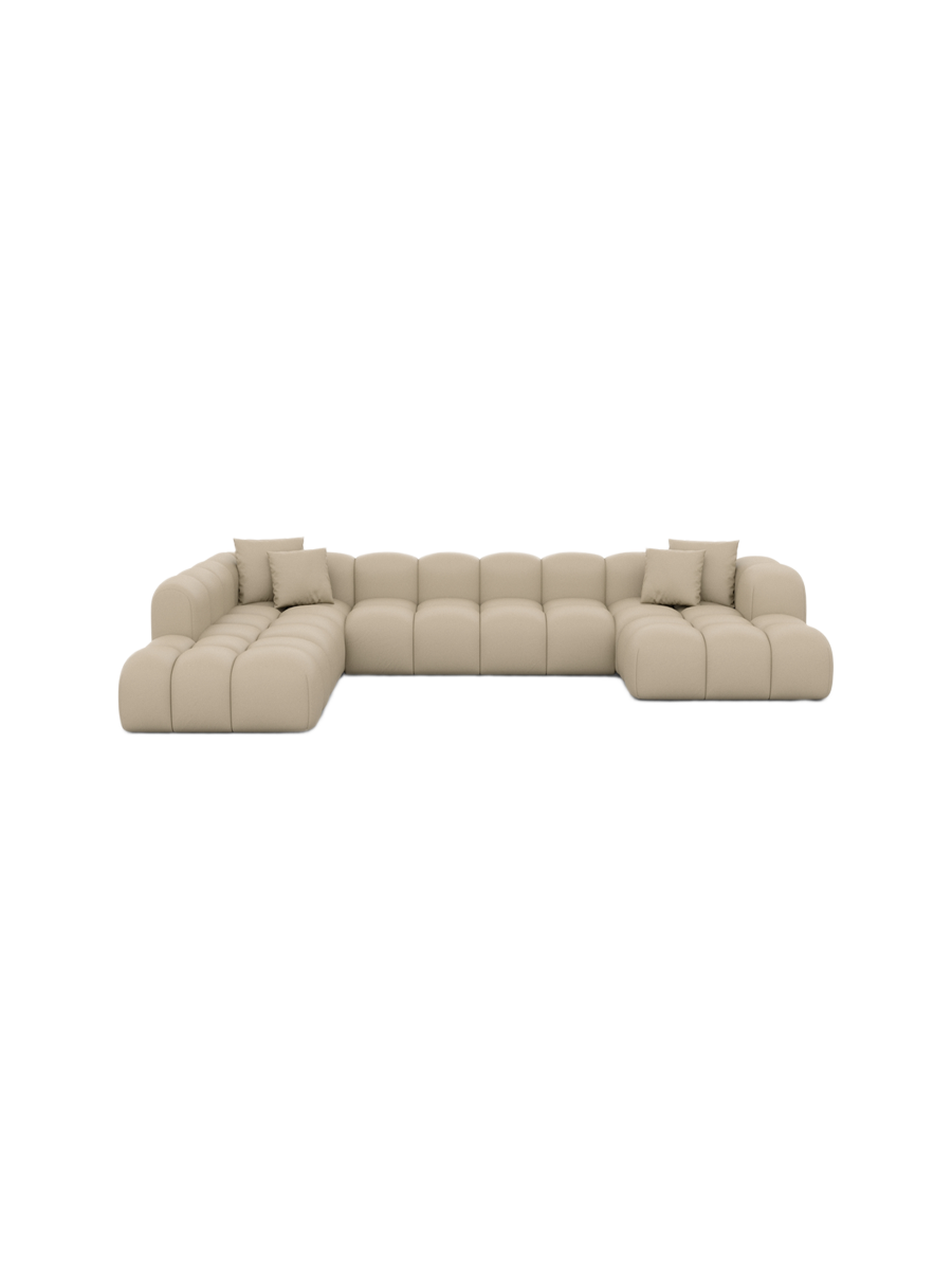 
7-Sitzer Design Echtleder Panorama-Sofa „Alba Lounge XXL“ - Echtleder Beige / Lange Seite links