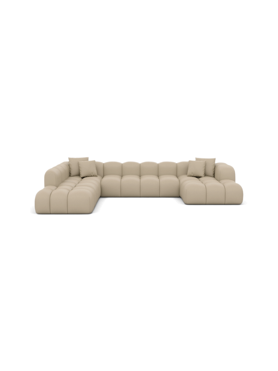 
Divano panoramico di design in vera pelle a 7 posti “Alba Lounge XXL” - Vera pelle Beige / Lato lungo a sinistra