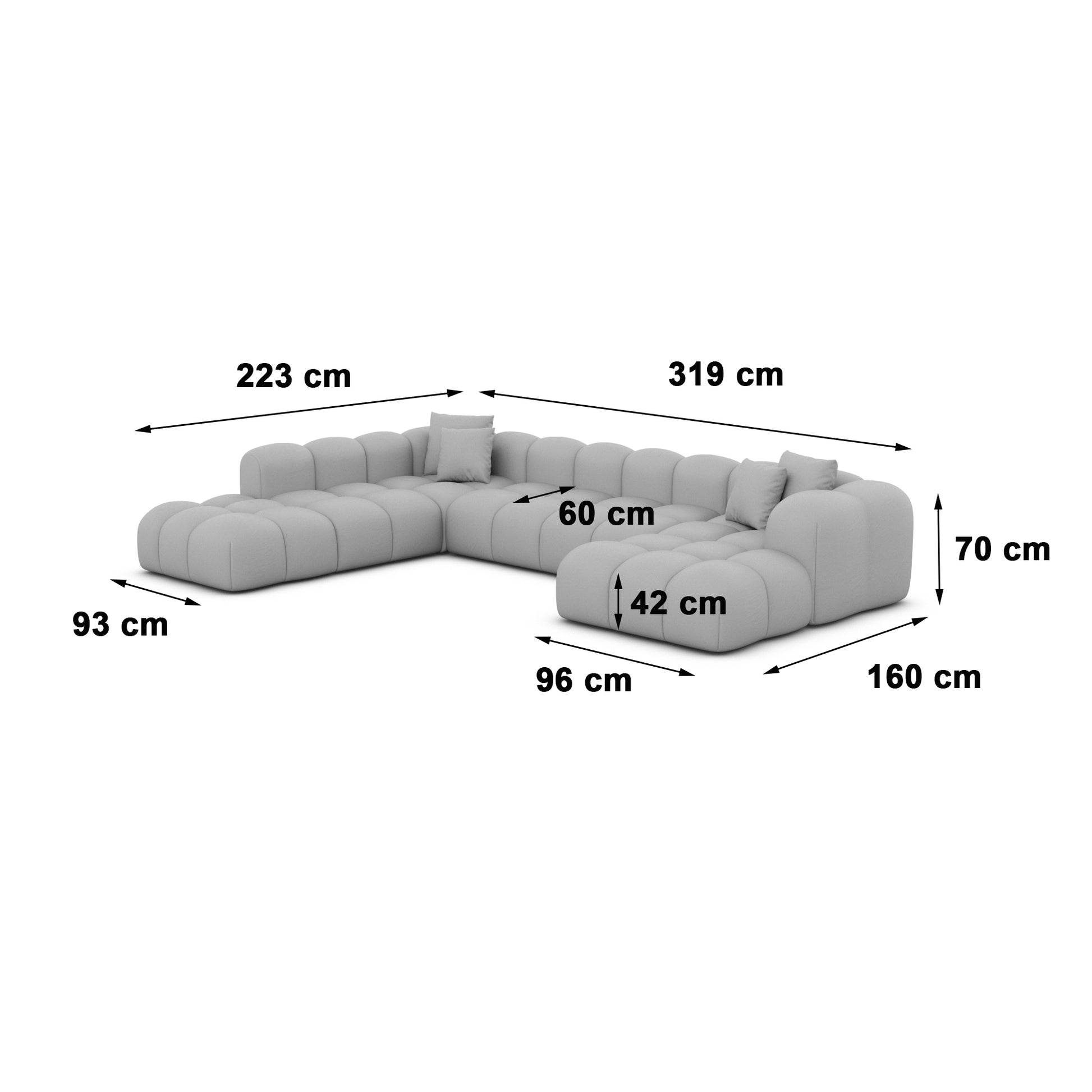 
7-Sitzer Design Echtleder Panorama-Sofa „Alba Lounge XXL“ - Echtleder Beige / Lange Seite links
