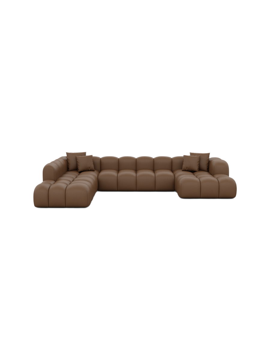 
7-Sitzer Design Echtleder Panorama-Sofa „Alba Lounge XXL“ - Echtleder Beige / Lange Seite links
