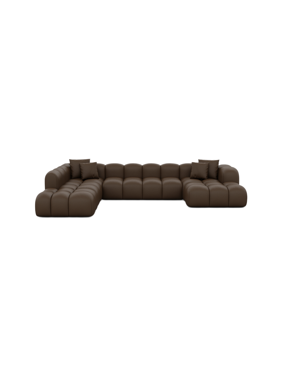 
7-Sitzer Design Echtleder Panorama-Sofa „Alba Lounge XXL“ - Echtleder Beige / Lange Seite links