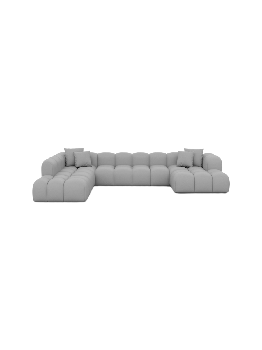 
7-Sitzer Design Echtleder Panorama-Sofa „Alba Lounge XXL“ - Echtleder Beige / Lange Seite links