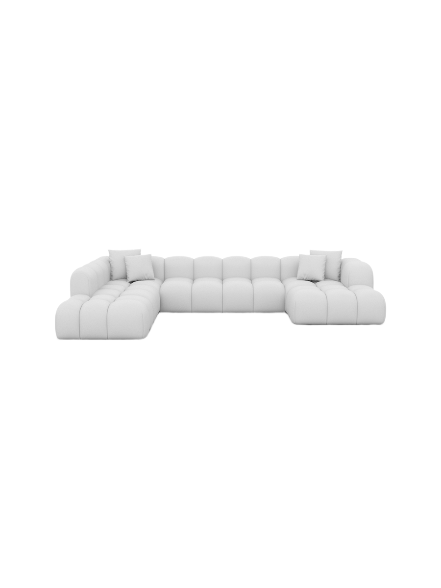 
7-Sitzer Design Echtleder Panorama-Sofa „Alba Lounge XXL“ - Echtleder Beige / Lange Seite links
