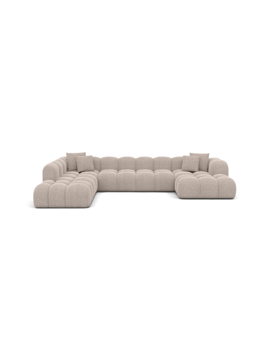 
Divano panoramico di design a 7 posti “Alba Lounge XXL” con rivestimento in tessuto strutturato - Tessuto strutturato Beige / Lato lungo a sinistra