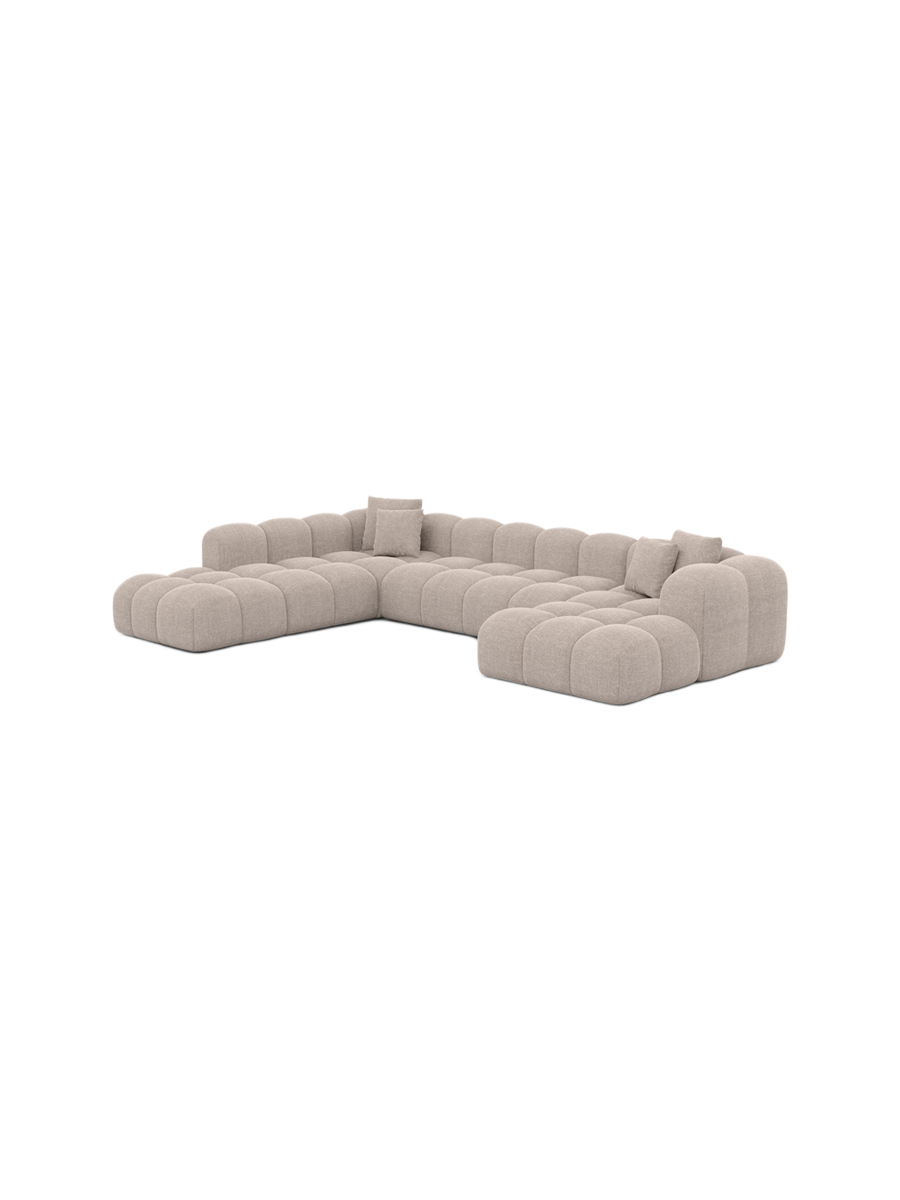 
7-Sitzer Design Panorama-Sofa „Alba Lounge XXL“ mit Strukturstoff-Bezug - Strukturstoff Beige / Lange Seite links