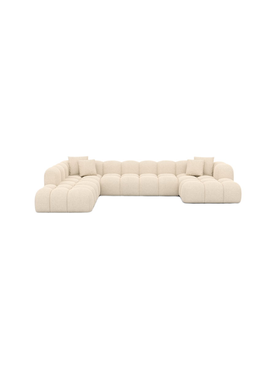 
7-Sitzer Design Panorama-Sofa „Alba Lounge XXL“ mit Strukturstoff-Bezug - Strukturstoff Beige / Lange Seite links